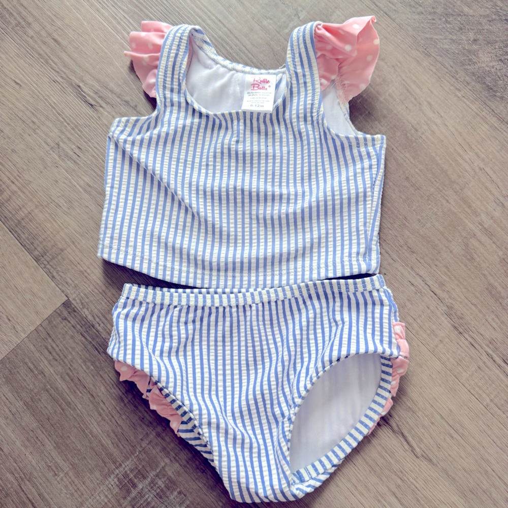 RuffleButts Baby Girls Tulip back 2-Piece Sleeveless Tankini Swimsuit 6-12mth